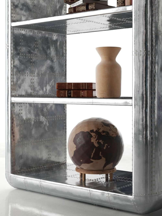 Aluminum Aviator Industrial Metal Bookcase - Silver Home Office Furniture