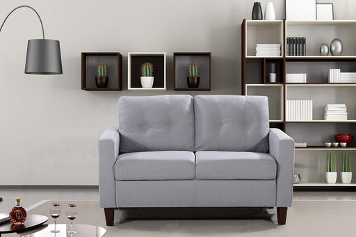 Modern Linen Loveseat Button Tufted Tapered Legs