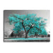 Large Tree Teal Leaves Black White Canvas Painting Wall Art Picture Print Home Decor for Livingroom Bedroom,Unframed