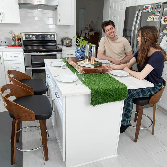 Bar Stools Set of 2, Swivel Bar Stools with Walnut Craftsmanship, Bentwood Curved Back, Upholstered Faux Leather, Soft Cushion Seat, Mid Century Barstools for Bar/Pub/Cafe (Black, 30" Seat Height)