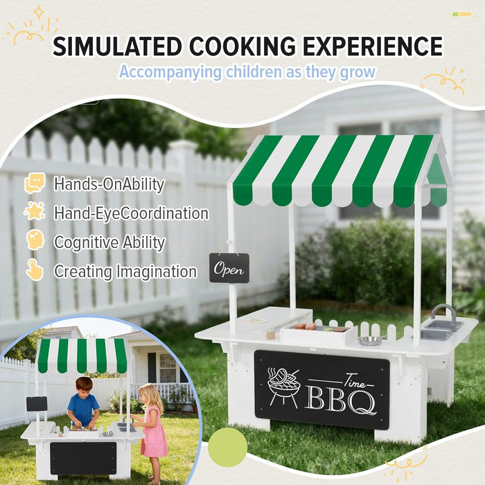 Kids Outdoor Playhouse, Mud Kitchen, BBQ Toys,Outdoor Playsets, Ideal Role Play Toy Gift for Toddlers and Kids Ages 3-8 (White)