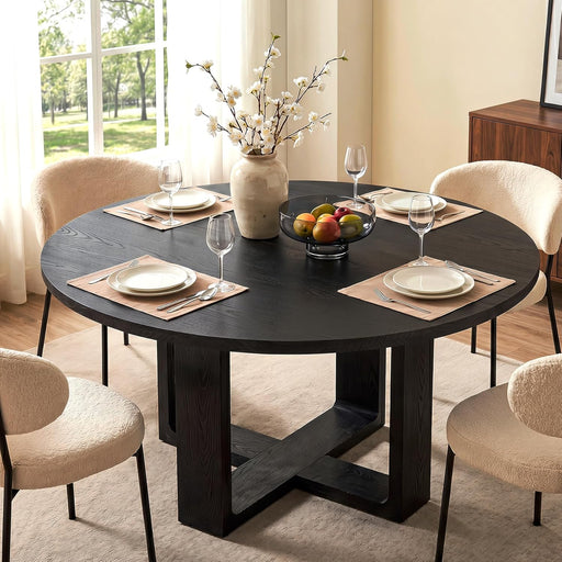 Round Dining Table 47.24 Black Luxurious SolidWood