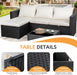 4 Pieces Patio Furniture Set, 2-In-1 Convertible Sectional Sofa & Chaise Lounge, All-Weather Wicker Rattan Sofa Couch with Cushions & Coffee Table for Yard, Garden, Porch, Poolside (Beige)
