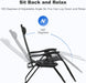 Set of 2 Relaxing Recliners Patio Chairs Adjustable Steel Mesh Zero Gravity Lounge Chair Beach Chairs with Pillow and Cup Holder Black
