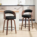 Swivel Bar Stools Set of 2,26" Faux Leather Upholstered Counter Height Barstools with Back,Mid-Century Modern Bar Chairs with Bentwood Legs and Footrest for Kitchen Island Bar Counter Black