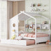 White Full Size PlayhousePlatform Bed With WindowAndFence