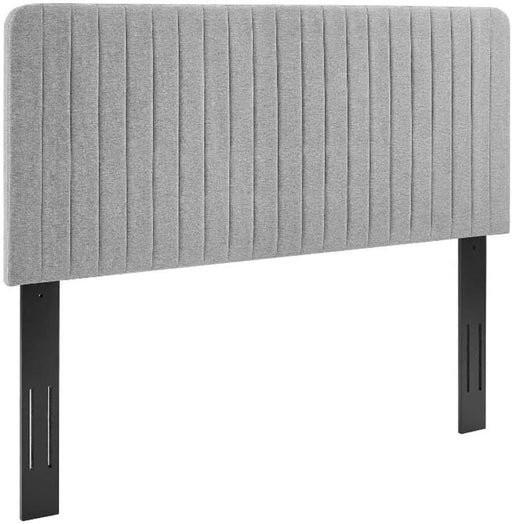 Channel Tufted Fabric King/California King Headboard - Light Gray
