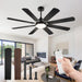 62 Inch Ceiling Fans with Lights, Black Modern Ceiling Fan with Remote,Large Farmhouse Indoor & Outdoor Ceiling Fan with 8 Dual Finish Blades, Quiet DC Motor, Bright LED Light