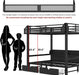 Queen Over Queen Metal Bunk Bed USBChargingPortsAndLED