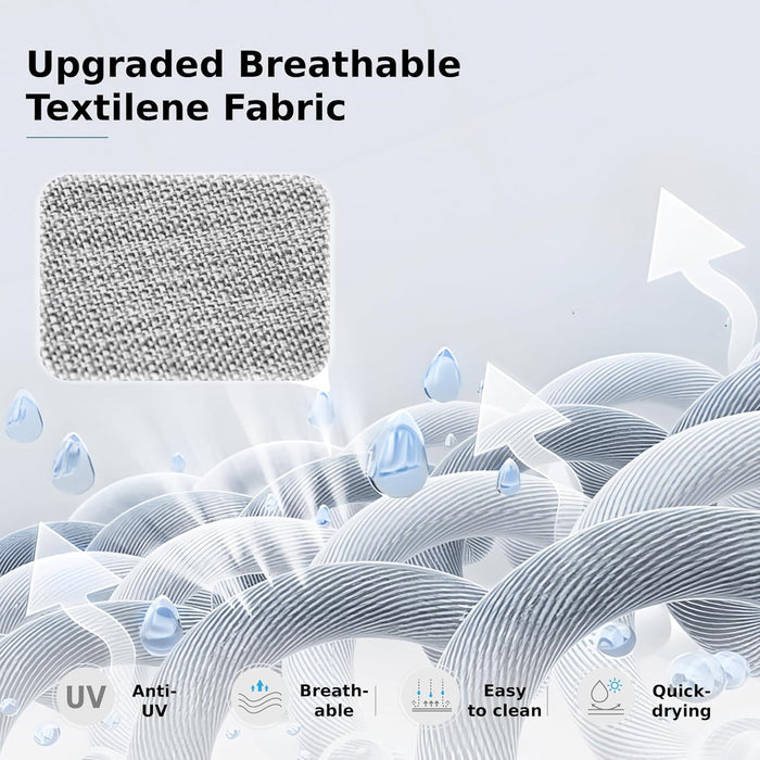 Patio Dining Set for 4, All Weather Outdoor Furniture Set with 4 Sling Swivel Chairs, 1 Square Metal Table, Light Grey Fabric