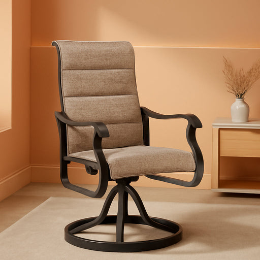 Patio Swivel Chairs Set of 4,Padded High Back Outdoor Chairs,Brown