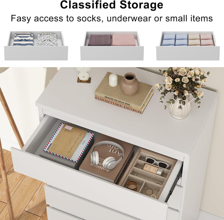 White 5-Drawer Dresser Storage Drawers 23.7 Inches