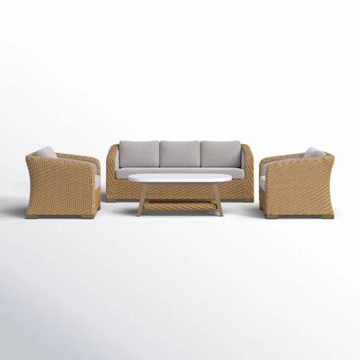 Edicott Eucalyptus Premium All-Weather Wicker 5 - Person Patio Conversation Sets with Cushions