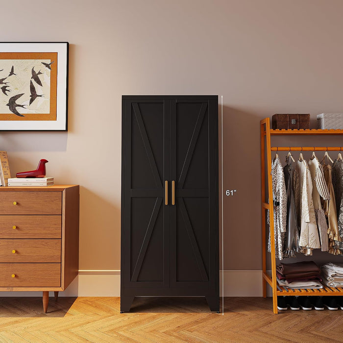 Black 61 Inch IndustrialGrade Pantry Cabinet Doors
