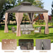 10 Ft. X 12 Ft. Hardtop Gazebo with Aluminum Frame, Galvanized Steel Double Roof Gazebo with Nettings and Curtains