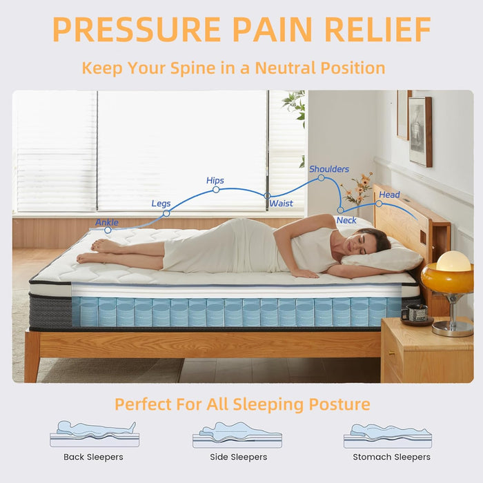 Full Size 12Inch MemoryFoam HybridPocketCoil Mattress