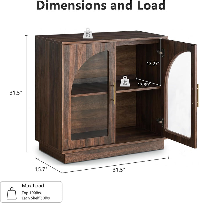 31.5" Sideboard Buffet Cabinet with Arched Glass Doors
