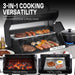 Gas and Charcoal Grill Combo with Side Burner, 4-Burner Propane Grill and Griddle Combo with Porcelain-Enameled Cast Iron Grates & Double-Wall Insulated Lid, 49,000 BTU Outdoor BBQ Grill