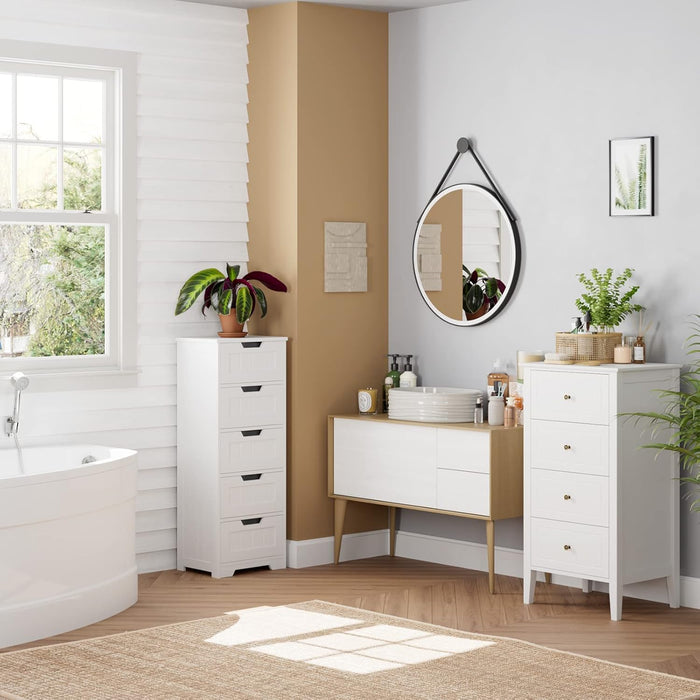 White Antique Dresser Solid Hardwood Storage Cabinet