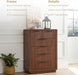 Walnut Dresser with 6 Drawers, 44.4" Tall Modern Chest of Drawers with Thickened Curved Profile Design, Wooden Dresser Organizer for Bedroom, Living Room, Hallway