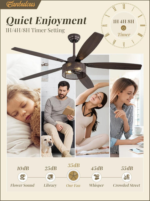 Industrial Farmhouse Caged Ceiling Fan Includes Remote
