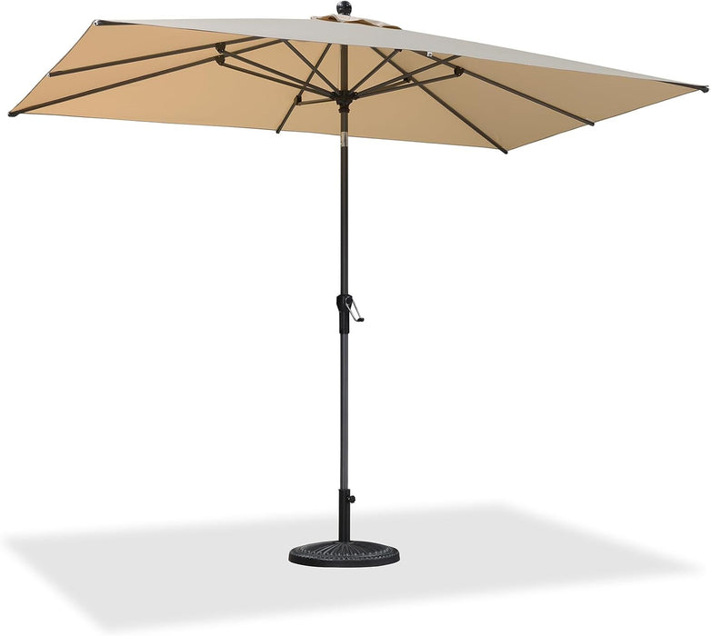 10' X 6.5' Rectangular Patio Umbrella Outdoor Table Umbrella Aluminum Frame Market Umbrella Sun Umbrella with 8 Sturdy Ribs & Tilt for Garden Deck Lawn & Pool Beige