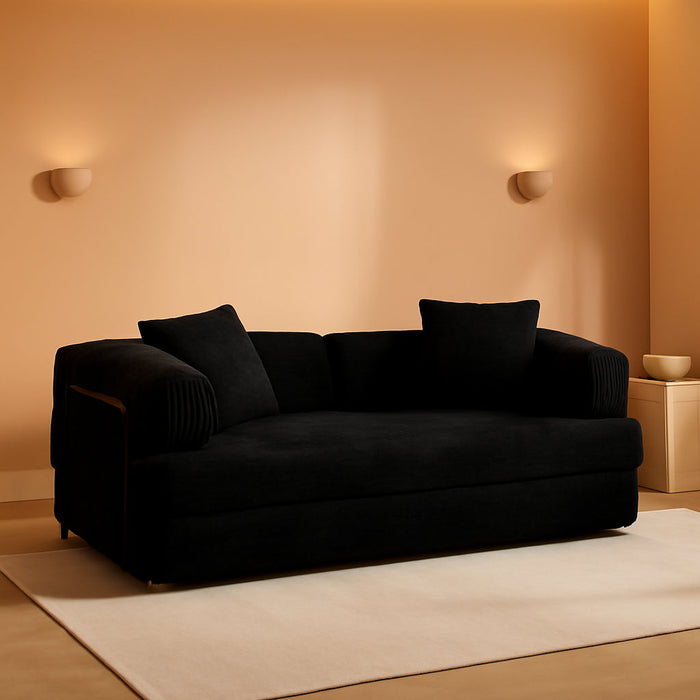 81 Inch Foldable Black Sofa Bed MemoryFoamContourPlus