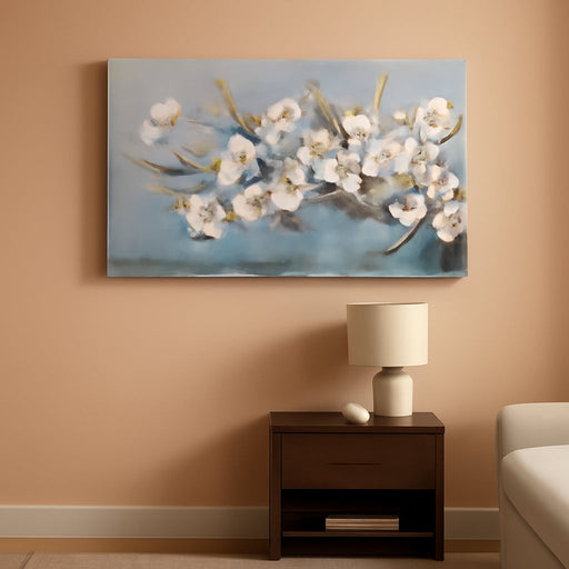 White Textured Flowers Wall Art for Living Room Canvas Wall Decor, Modern Elegant Landscape Wall Art for Dining Room Hallway Office Home 40"X20"