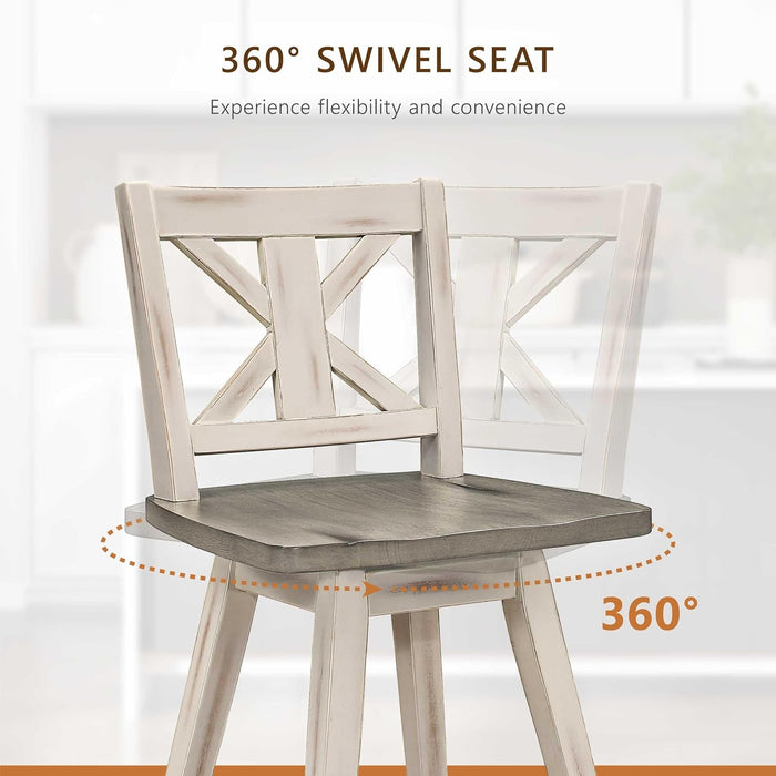 Amsonia Counter Height Swivel Barstool (Set of 2), White