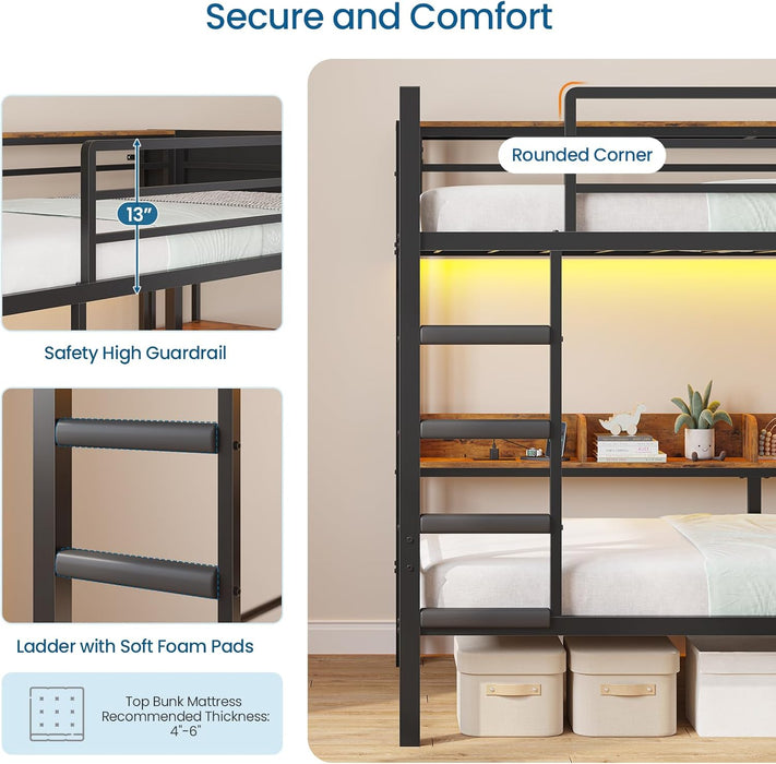TwinOverTwin Steel Construction Bunk Bed With Storage