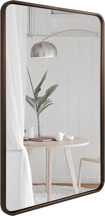 Bronze Bathroom Mirror, 24X40’’ Rounded Rectangle Oil Rubbed Bronze Mirror in Premium Tube Metal Framed 1’’ Deep Wall-Mounted Mirror Horizontal/Vertical