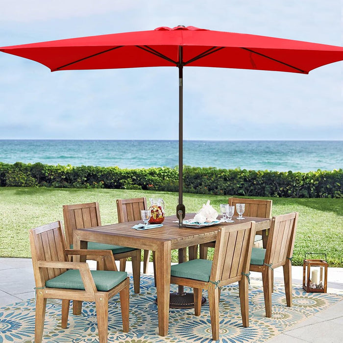Rectangular Patio Umbrella, Table Market Umbrella with Tilt and Crank, Outdoor Umbrella for Garden, Deck, Backyard, Pool and Beach