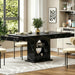 Dining Table for 4-6 People, 55 Inches Dinner Table with Drawers and Open Storage, Wooden Pedestal Base, Rectangular Farmhouse Kitchen Table for Kitchen, Living Room (Marble Black)