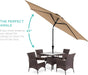 10Ft Outdoor Steel Polyester Market Patio Umbrella W/Crank, Easy Push Button, Tilt, Table Compatible - Tan