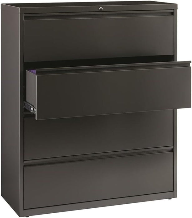 Hirsh 42 Inch Wide 4 Drawer Metal Lateral File Cabinet for Home and Office, Holds Letter, Legal and A4 Hanging Folders, Charcoal