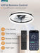 Ceiling Fans with Lights, 20 Inch Low Profile Flush Mount Ceiling Fan, Dimmable LED, APP & Remote Control, Quiet Reversible DC Motor, 6 Speeds, Fandelier for Bedroom, Black