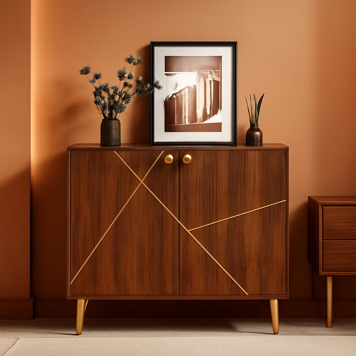 Storage Cabinet, Free Standing Buffet Cabinet, Morden Sideboard and Buffet Storage, Wood Accent Cabinet for Living Room, Hallway, Entryway (1, Brown)