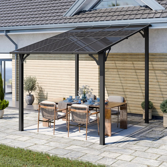10’X 8’ Gazebo for Patio on Clearance,Hard Top Lean to Gazebo Pergola with UV Protection Roof,Large Wall-Mounted Heavy Duty Awnings for Patio, Decks, Backyard and More