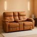 Power Loveseat Recliner Sofa with Console, Loveseat Reclining Sofa with Heat & Massage, Home Theater Seating with Lumbar Pillow for Living Room, RV Recliner Loveseat(Pu, Yellowish Brown)