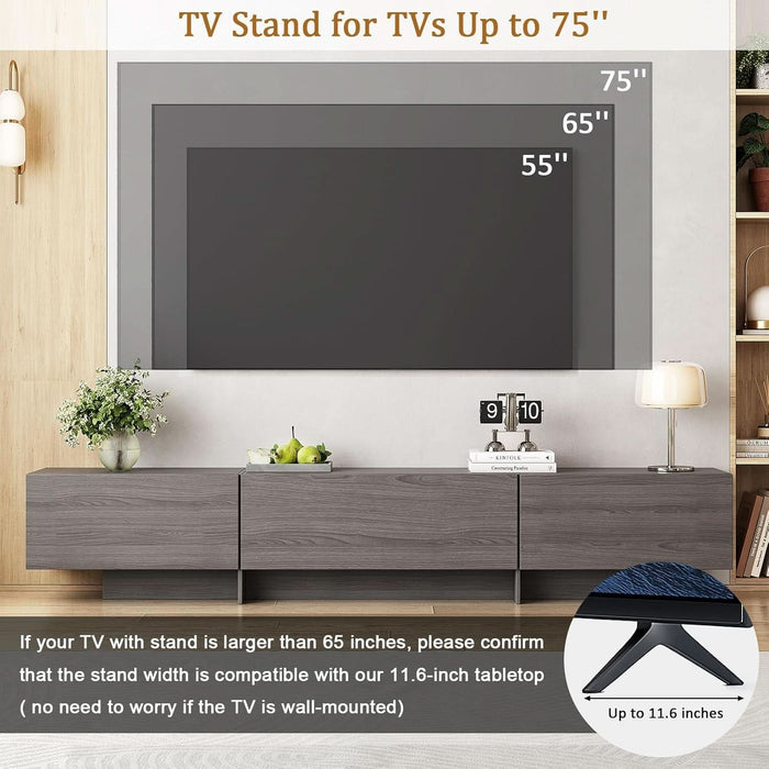 76.4'' Modern TV Stand for Living Room, Mid Century Modern TV Console，Entertainment Center with 3 Drawers, Large Storage Cabinet Table, Media Cabinet for Living Room, Bedroom, Grey