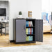 Metal Storage Cabinet, Storage Cabinet with 2 Adjustable Shelves, Steel Counter Cabinet with Lockable Doors for Home Office