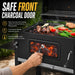 Charcoal Grill Outdoor BBQ Smoker with Height-Adjustable Charcoal Pan Crank Handle, Large Barrel Barbecue Grill with Front Access Door, Foldable Side Table & Removable Ash Tray for Backyard Garden