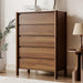 Walnut Dresser for Bedroom,45"Tall 5 Drawer Mid Century Modern Chest