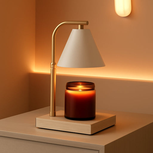 Fragrance Candle Warmer Lamp - Home Decor Candle Warmer for Small Large Size Jar Candles Warmer Lamp Wooden Base (Square White Plus)