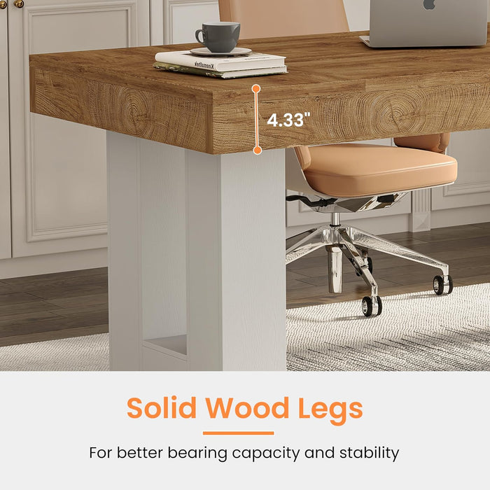 63 Inch Rectangular Executive Desk with Spacious Desktop