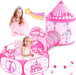 3 in 1 Girls Princess Play Tent for Kids: Pop up Toddlers Playhouse with Baby Crawl Tunnel, Ball Pit and Castle Tent - Pink Children Play Tent Toys Indoor and Outdoor Game for Birthday Gift