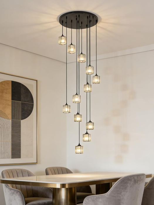 Matte Black Crystal Pendant Chandelier Lighting Fixture