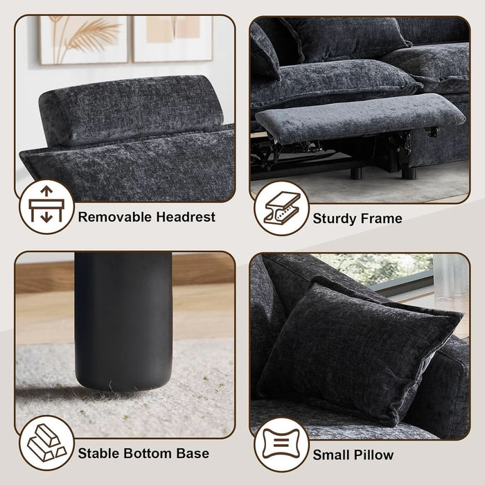 Oversized Power Reclining Sofa with Adjustable Headrest, Storage Seat, Power Loveseat Recliner Sofa with USB Port, Wall Hugger Comfy Cloud Couch Chenille for Living Room (Grey, Sofa)