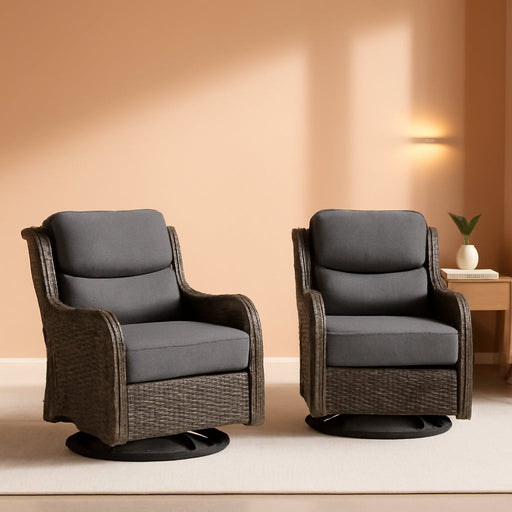 Luxury Outdoor Swivel Rocker Patio Chairs of 2 with Side Table