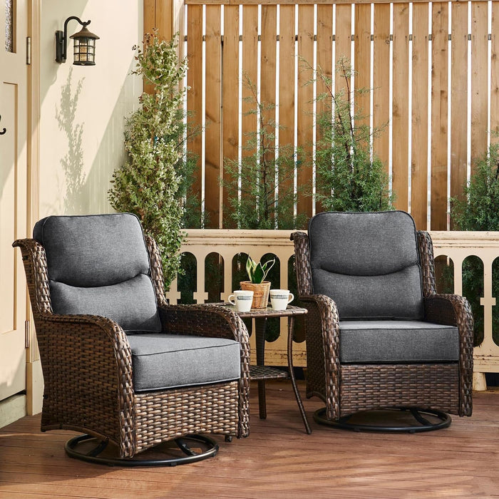 Luxury Outdoor Swivel Rocker Patio Chairs of 2 with Side Table